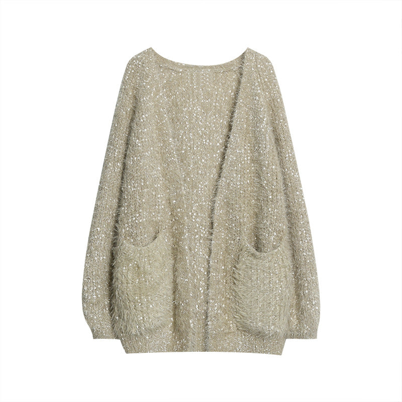 Damen glitzernde Strickjacke im modernen Casual-Look Mirla-Eva Jonsson