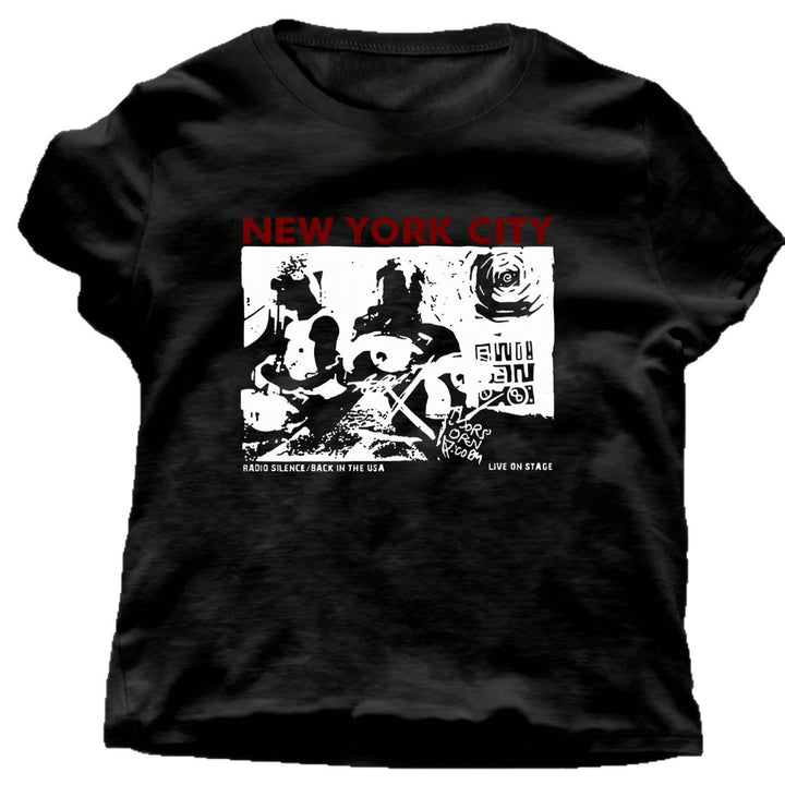 Damen grafik t-shirt med kreativ New York City motiv Mirla-Eva Jonsson