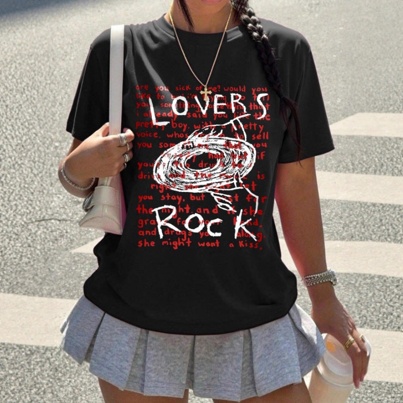 Damen grafik t-shirt med kreativ text och avslappnad snitt Mirla-Eva Jonsson