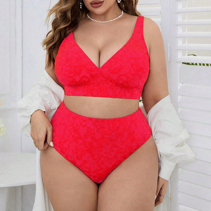 Damen hög midja bikini-set med V-ringning och sportig topp Mirla-Eva Jonsson