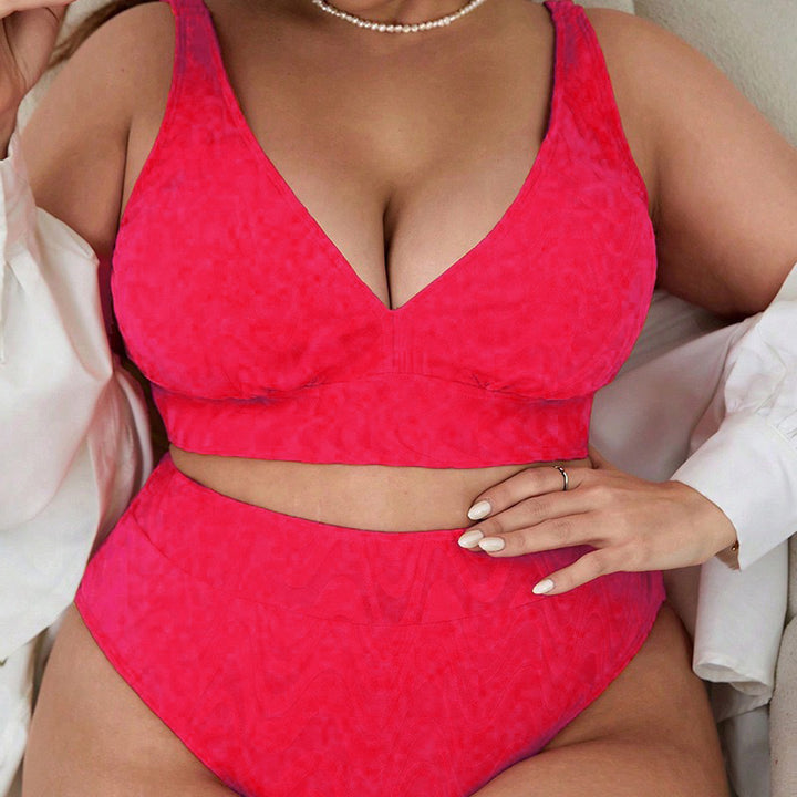 Damen hög midja bikini-set med V-ringning och sportig topp Mirla-Eva Jonsson