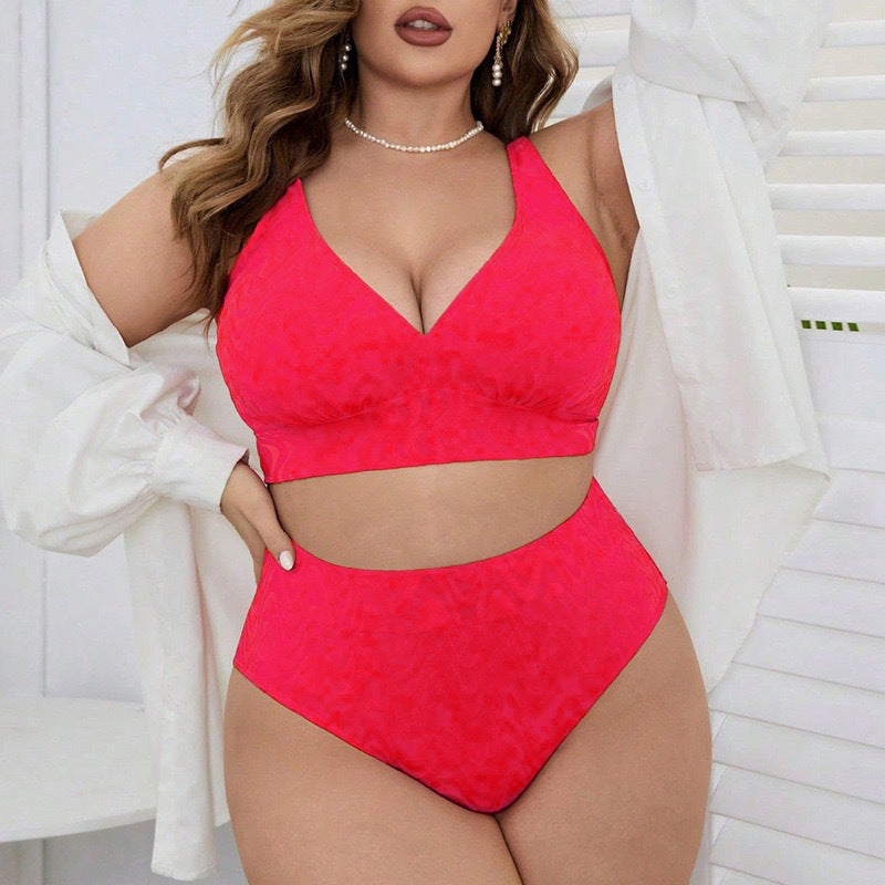 Damen hög midja bikini-set med V-ringning och sportig topp Mirla-Eva Jonsson