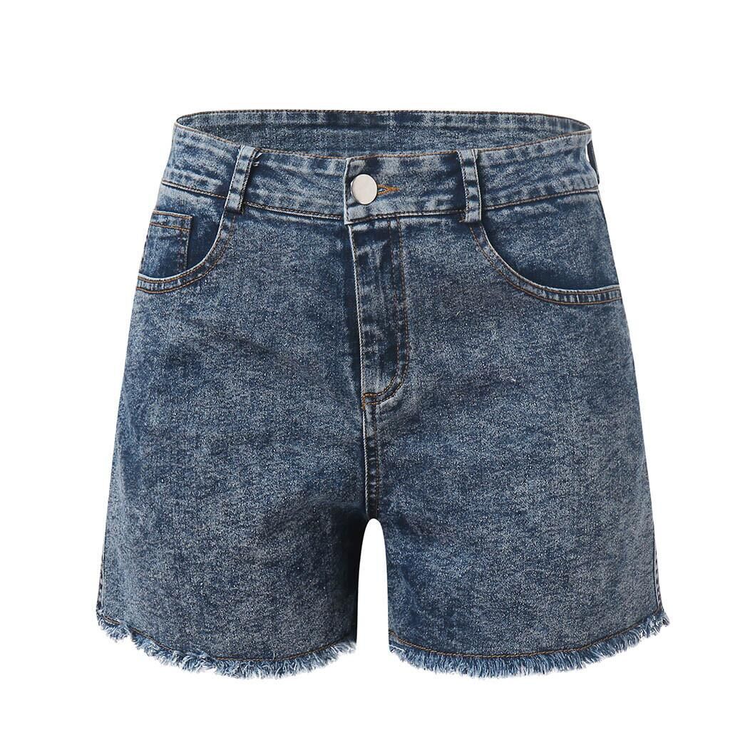 Damen hög midja denimshorts med fransig fåll Mirla-Eva Jonsson