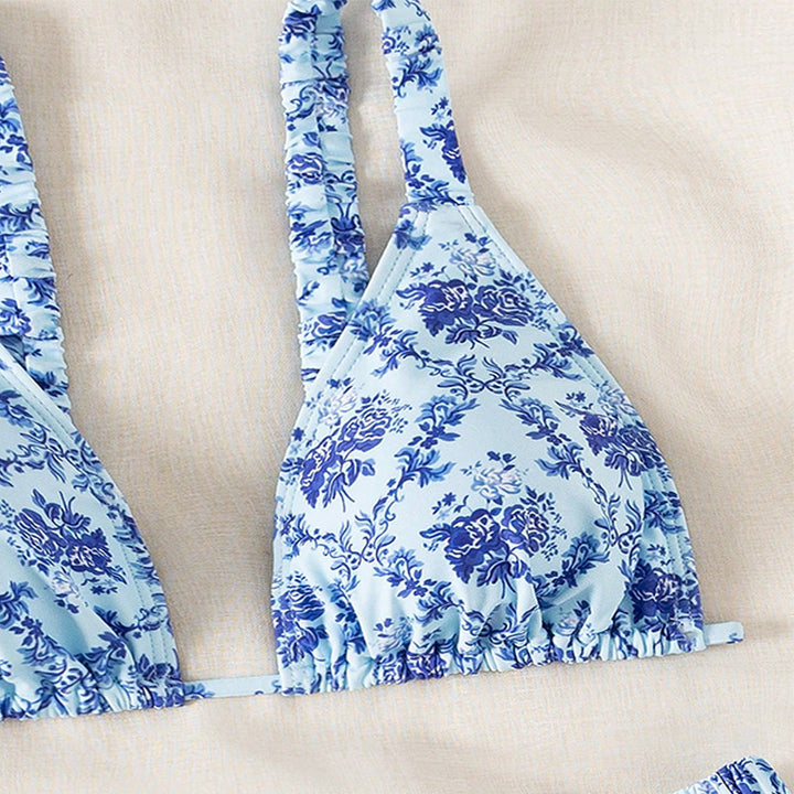 Damen högskärning bikini med blommigt mönster och justerbara band Mirla-Eva Jonsson