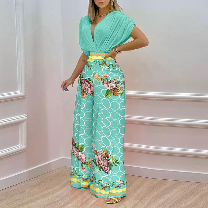Damen jumpsuit med djup V-hals och vida ben Mirla-Eva Jonsson