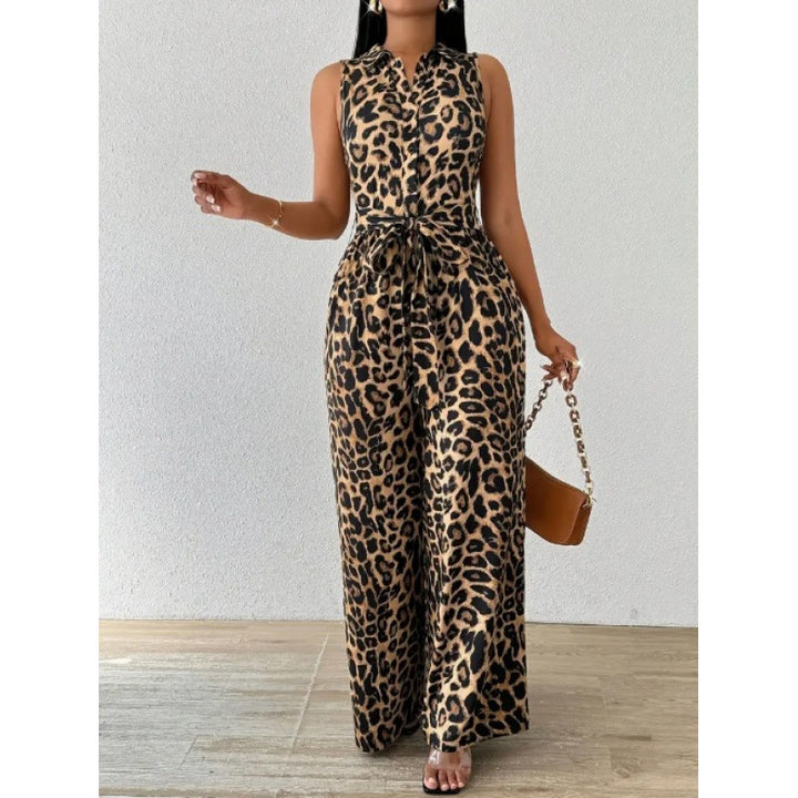 Damen jumpsuit med leopardmönster och midjebälte Mirla-Eva Jonsson