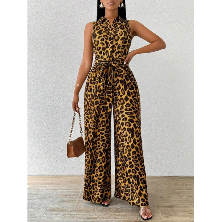 Damen jumpsuit med leopardmönster och midjebälte Mirla-Eva Jonsson