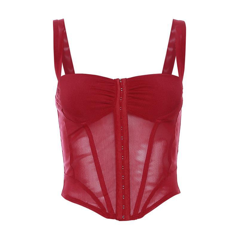 Damen korsett-top med transparent design och finessrika rynkelement Mirla-Eva Jonsson
