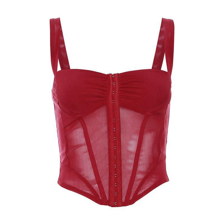 Damen korsett-top med transparent design och finessrika rynkelement Mirla-Eva Jonsson