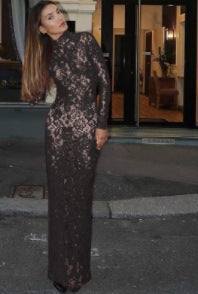 Damen långärmad spetsklänning med hög krage Eva Jonsson-Eva Jonsson