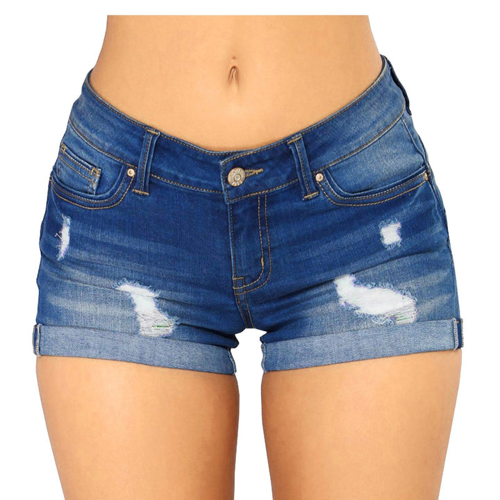 Damen lässiga Destroyed Jeansshorts med uppvikt fåll Mirla-Eva Jonsson