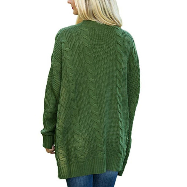 Damen lässige Strickjacke mit Kabelmuster und großzügigen Taschen Mirla-Eva Jonsson