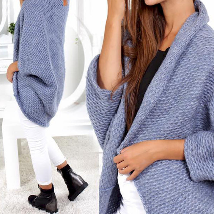 Damen lässige Strickponcho mit weitem Schnitt und eleganten Details Mirla-Eva Jonsson
