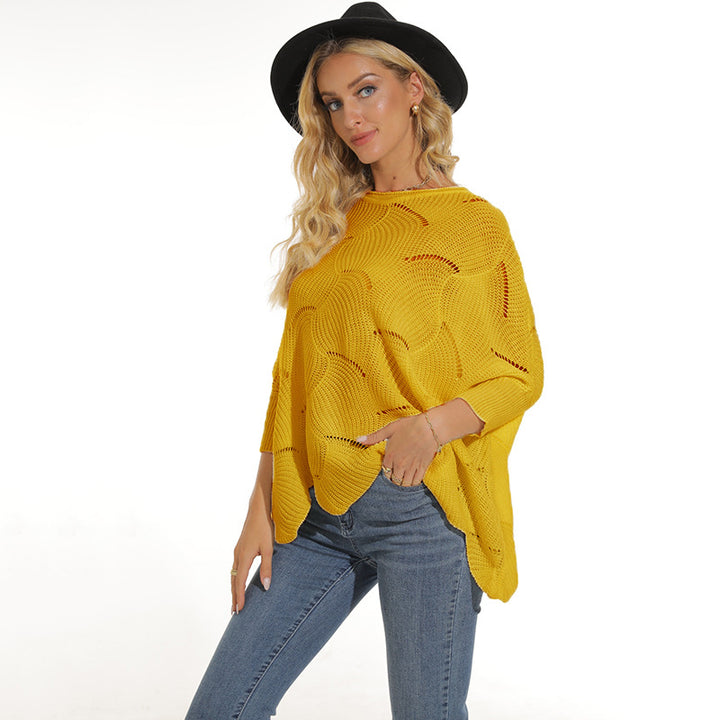 Damen lässiger Poncho aus luftiger Maschenstruktur Mirla-Eva Jonsson