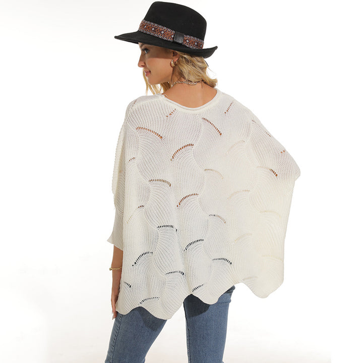 Damen lässiger Poncho aus luftiger Maschenstruktur Mirla-Eva Jonsson