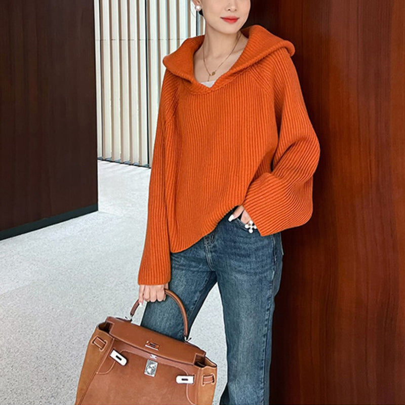 Damen lässiger Strickpullover mit Kapuze und weit geschnittenen Ärmeln Mirla-Eva Jonsson