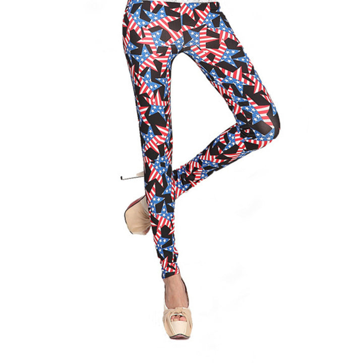 Damen leggings med iögonfallande stjärn- och randtryck Mirla-Eva Jonsson
