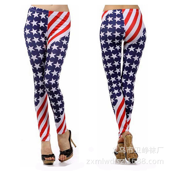 Damen leggings med iögonfallande stjärn- och randtryck Mirla-Eva Jonsson