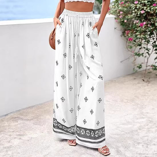 Damen loose summer pants with boho pattern Mirla-Eva Jonsson
