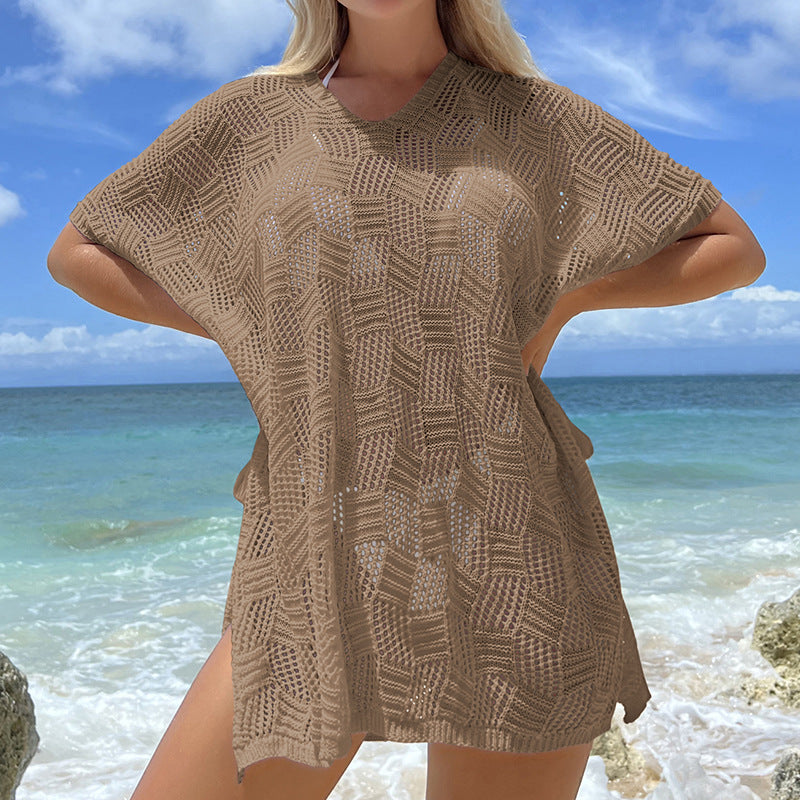 Damen luftig häkla strandöverdrag med modernt nätdesign Mirla-Eva Jonsson