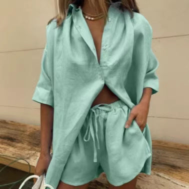 Damen luftig linneblus med shorts Mirla-Eva Jonsson