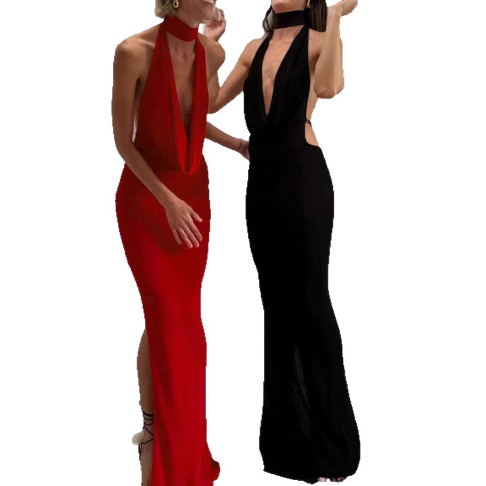 Damen maxikjol med elegant v-ringning och figurnära design Mirla-Eva Jonsson