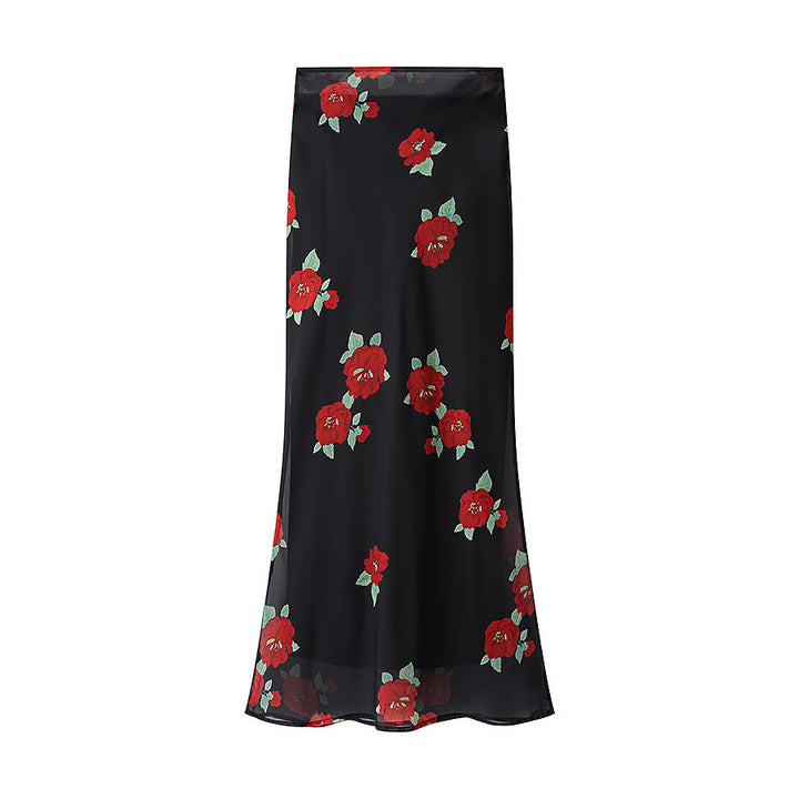Damen maxikjol med floral design och genomskinlig look Mirla-Eva Jonsson