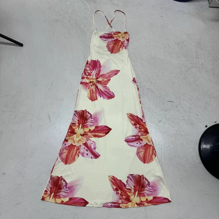 Damen maxiklänning med blommönster och spagettiband Mirla-Eva Jonsson