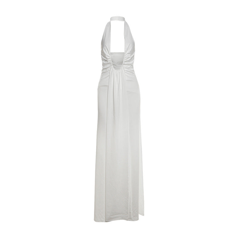 Damen maxikleid med djupt V-ringning och eleganta draperingar Mirla-Eva Jonsson