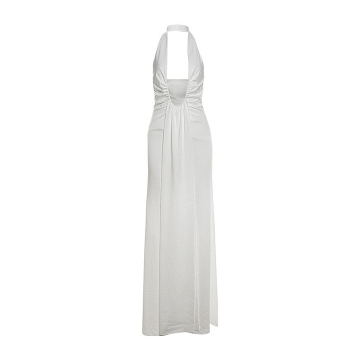 Damen maxikleid med djupt V-ringning och eleganta draperingar Mirla-Eva Jonsson