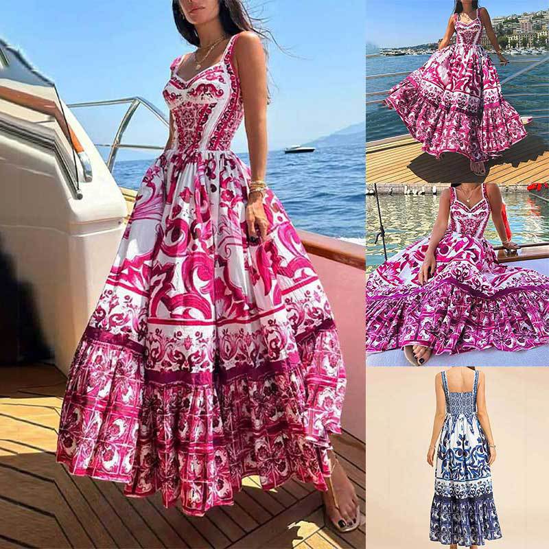 Damen maxikleid med elegant A-linje skärning och blomsterdesign detaljer Mirla-Eva Jonsson