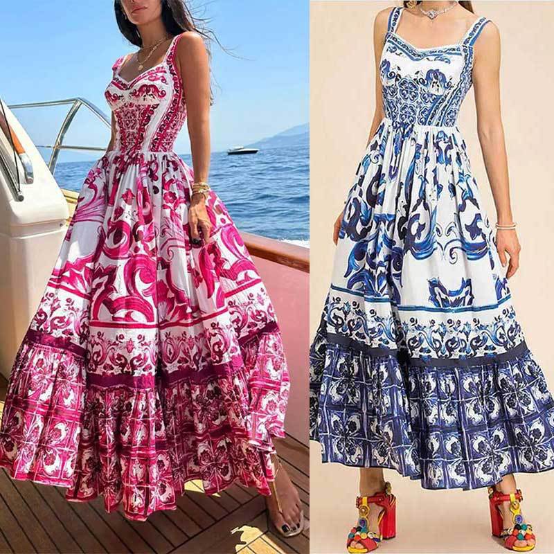 Damen maxikleid med elegant A-linje skärning och blomsterdesign detaljer Mirla-Eva Jonsson