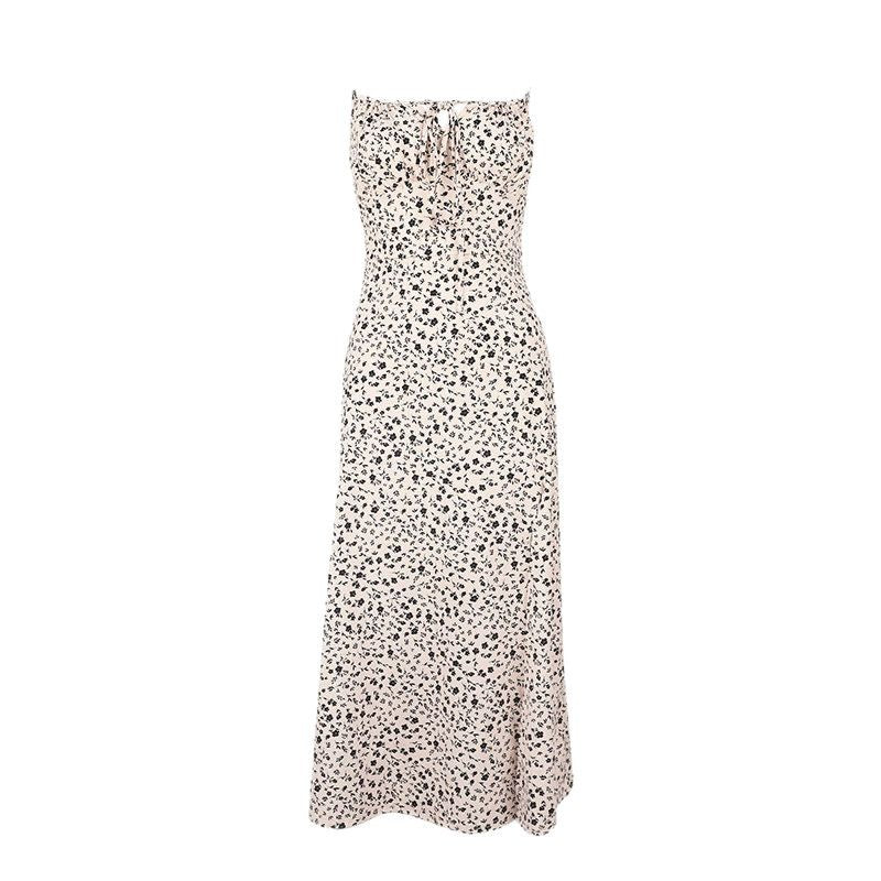 Damen maxikleid mit zarten blumenmustern und spaghettiträgern Mirla-Eva Jonsson