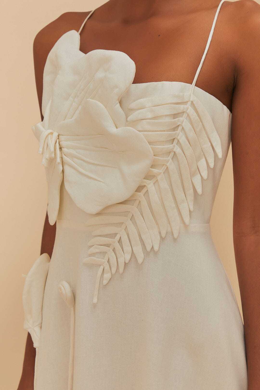 Damen midi dress with elaborate ruffle details and adjustable spaghetti straps Mirla-Eva Jonsson