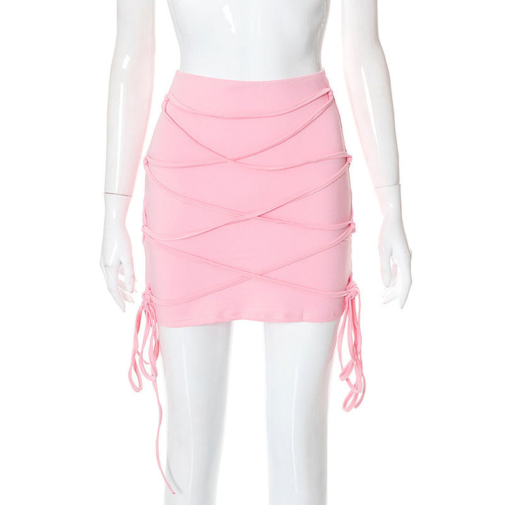 Damen mini skirt with crossed design and adjustable strings Mirla-Eva Jonsson