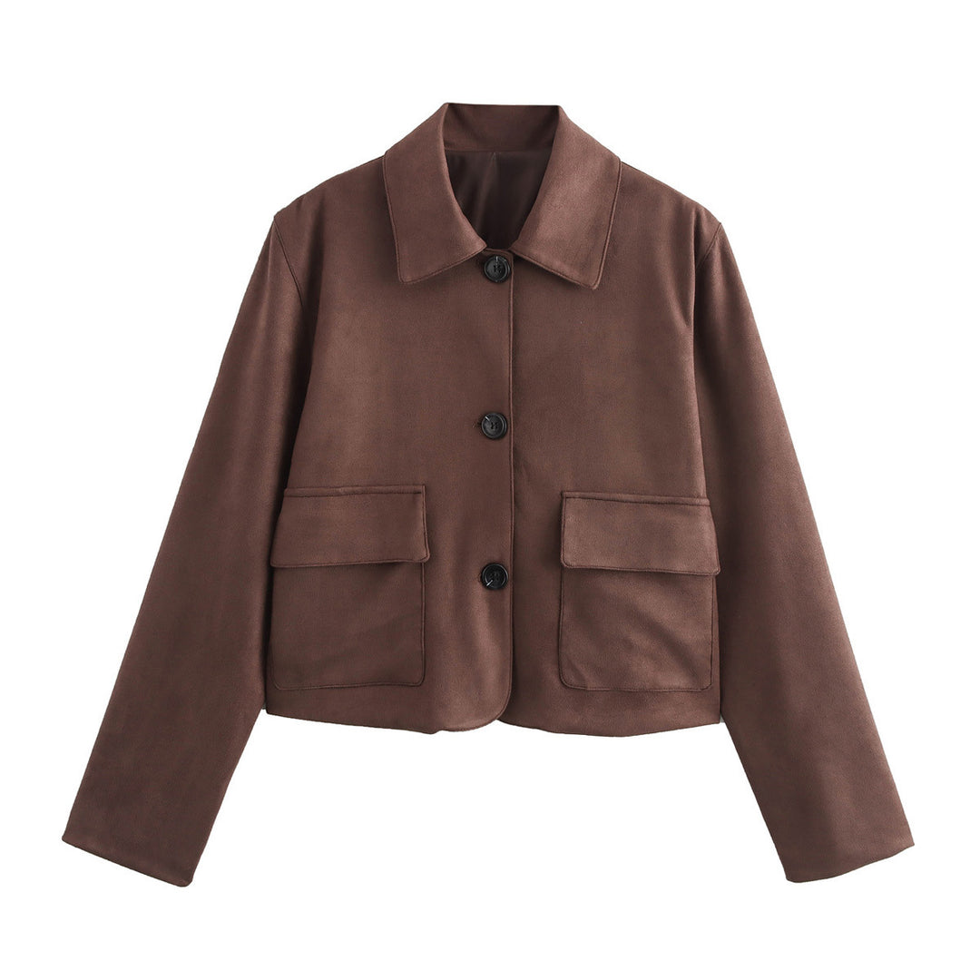 Damen mode Cropped-jacka i mjukt material med praktiska fickor Mirla-Eva Jonsson