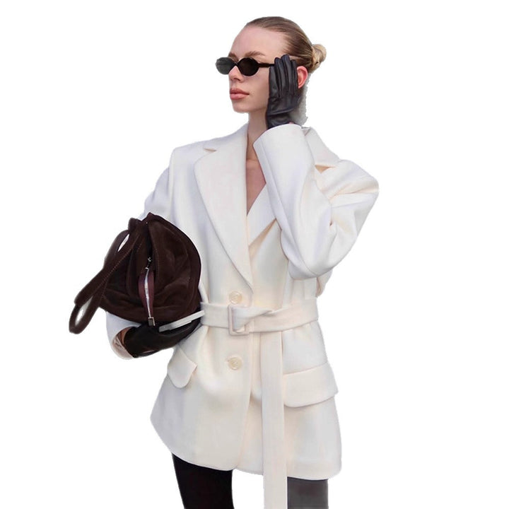Damen moderikt blazer med midjebälte och praktiska fickor Eva Jonsson-Eva Jonsson