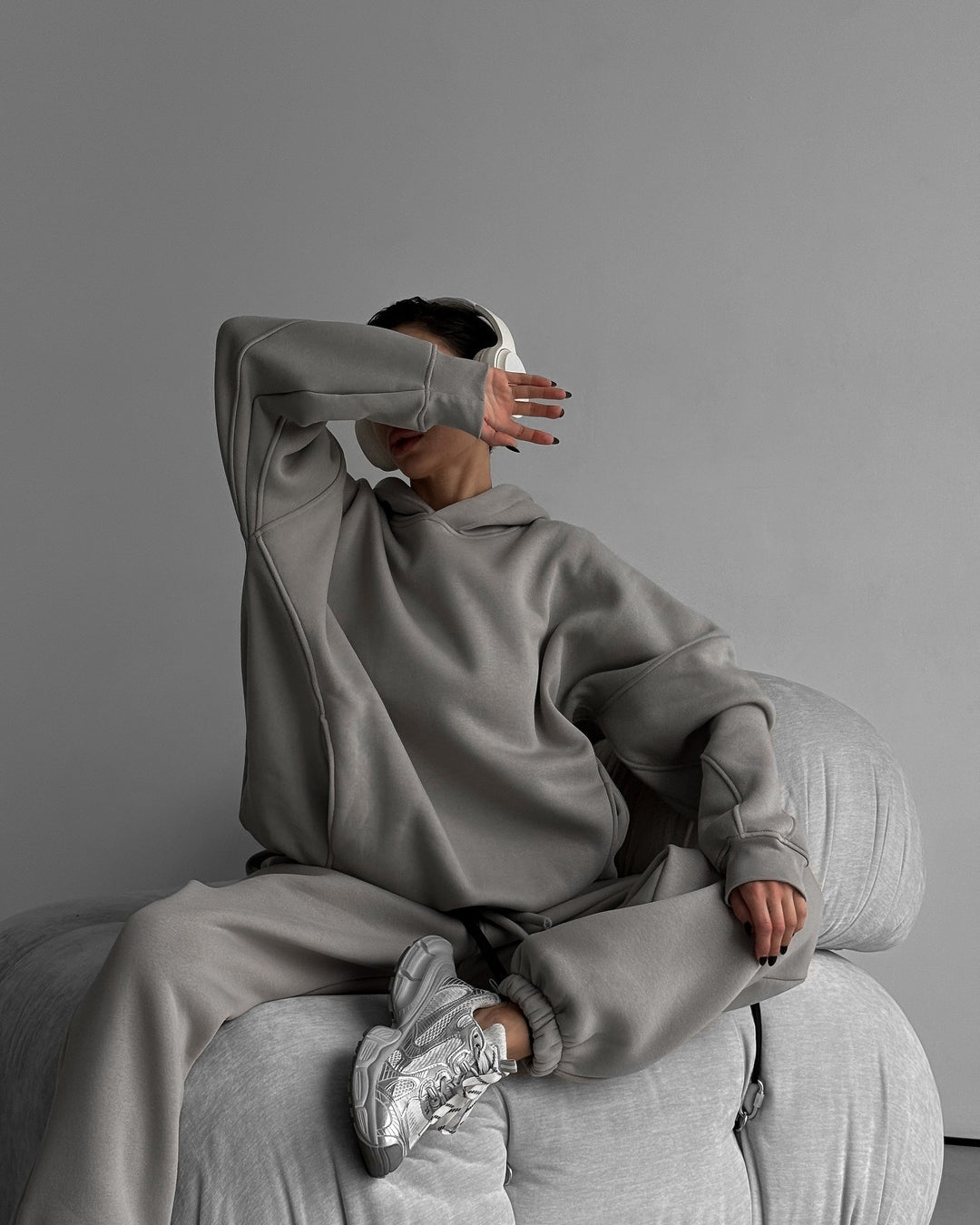 Damen moderiktigt oversize-hoodie-set med avslappnad passform och elastisk midja Mirla-Eva Jonsson