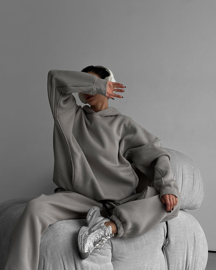 Damen moderiktigt oversize-hoodie-set med avslappnad passform och elastisk midja Mirla-Eva Jonsson