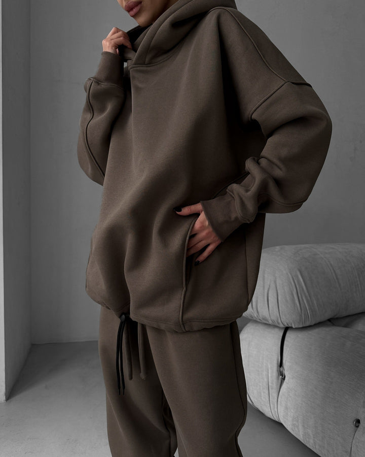 Damen moderiktigt oversize-hoodie-set med avslappnad passform och elastisk midja Mirla-Eva Jonsson