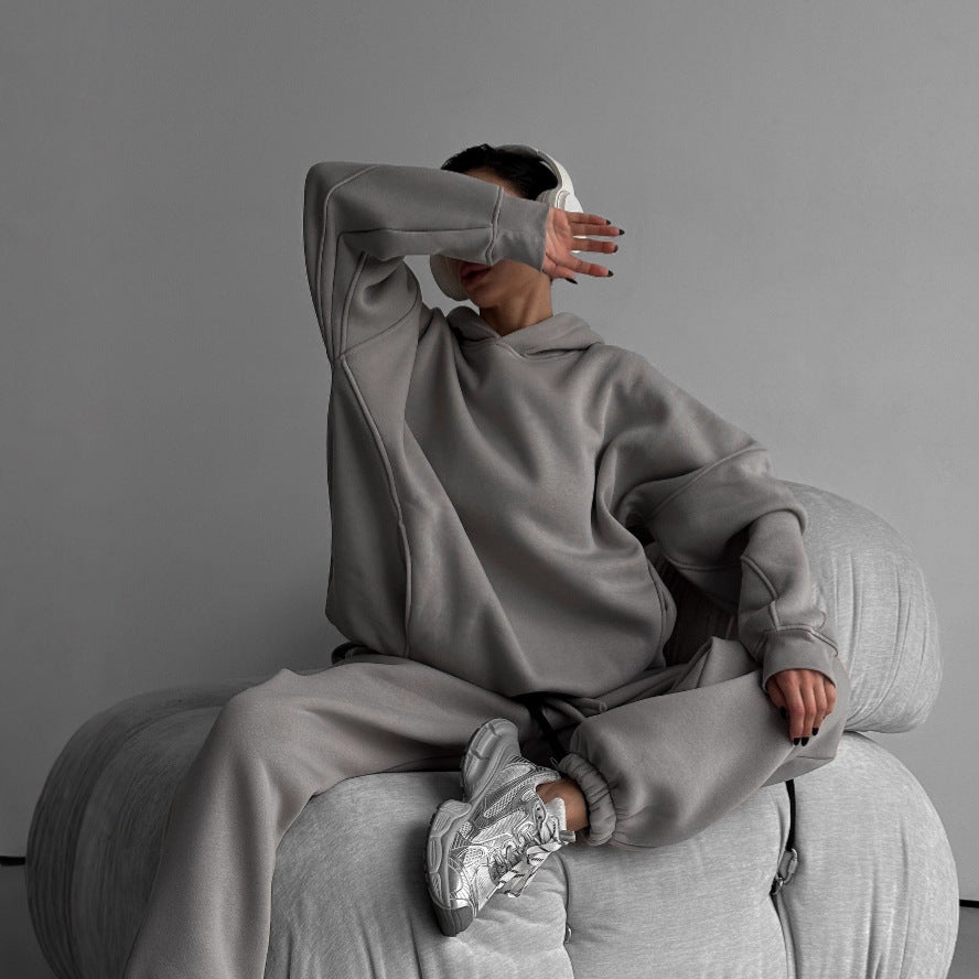 Damen moderiktigt oversize-hoodie-set med avslappnad passform och elastisk midja Mirla-Eva Jonsson
