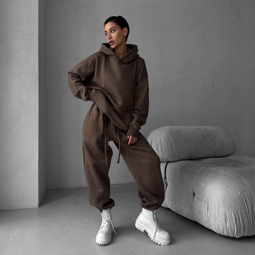 Damen moderiktigt oversize-hoodie-set med avslappnad passform och elastisk midja Mirla-Eva Jonsson