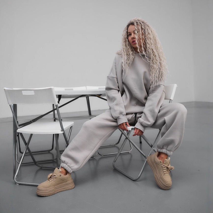 Damen moderiktigt oversize-hoodie-set med avslappnad passform och elastisk midja Mirla-Eva Jonsson