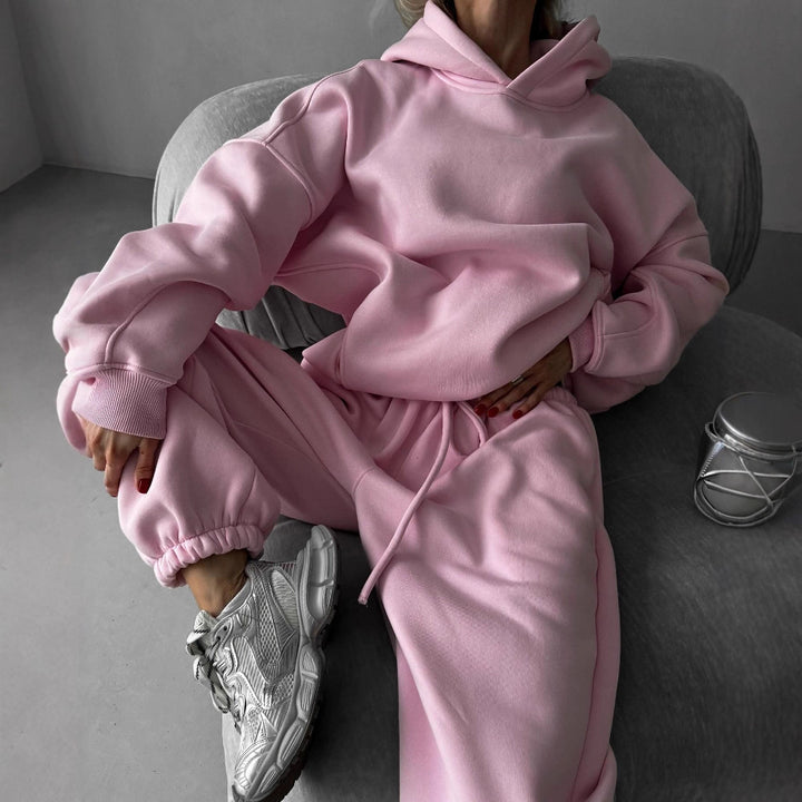 Damen moderiktigt oversize-hoodie-set med avslappnad passform och elastisk midja Mirla-Eva Jonsson