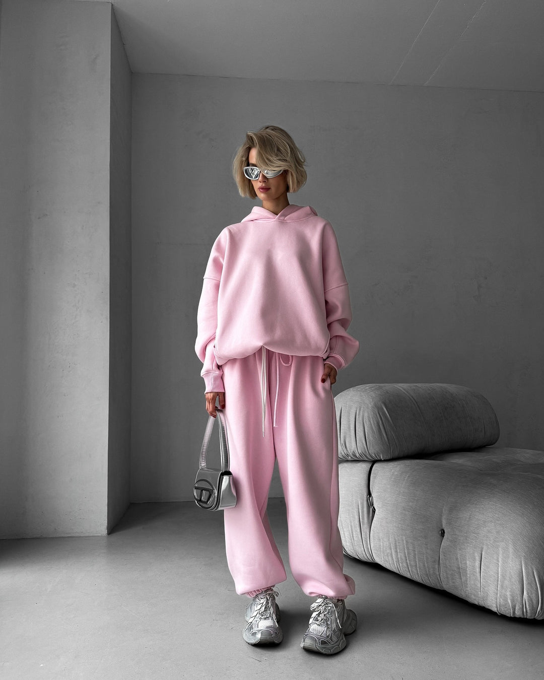 Damen moderiktigt oversize-hoodie-set med avslappnad passform och elastisk midja Mirla-Eva Jonsson