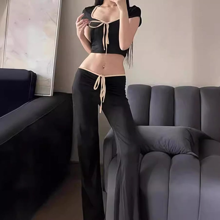Damen modisch cropped topp med vid byxlinning Mirla-Eva Jonsson