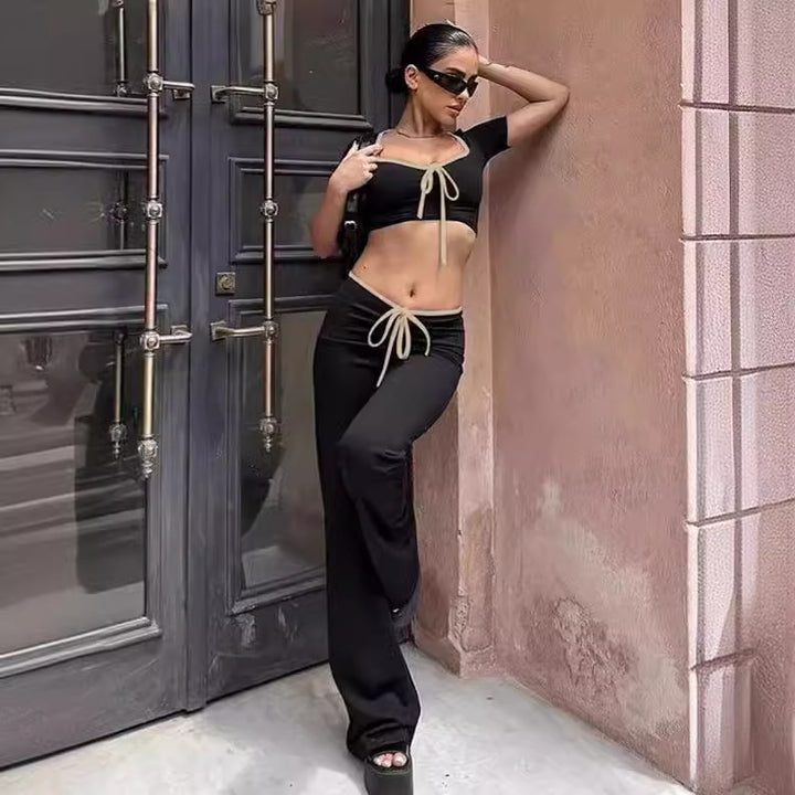 Damen modisch cropped topp med vid byxlinning Mirla-Eva Jonsson