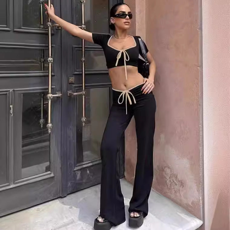 Damen modisch cropped topp med vid byxlinning Mirla-Eva Jonsson