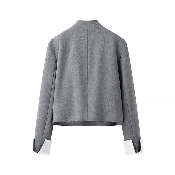 Damen modisch kort jacka med asymmetrisk design och elegant ståkrage Mirla-Eva Jonsson