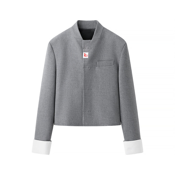 Damen modisch kort jacka med asymmetrisk design och elegant ståkrage Mirla-Eva Jonsson